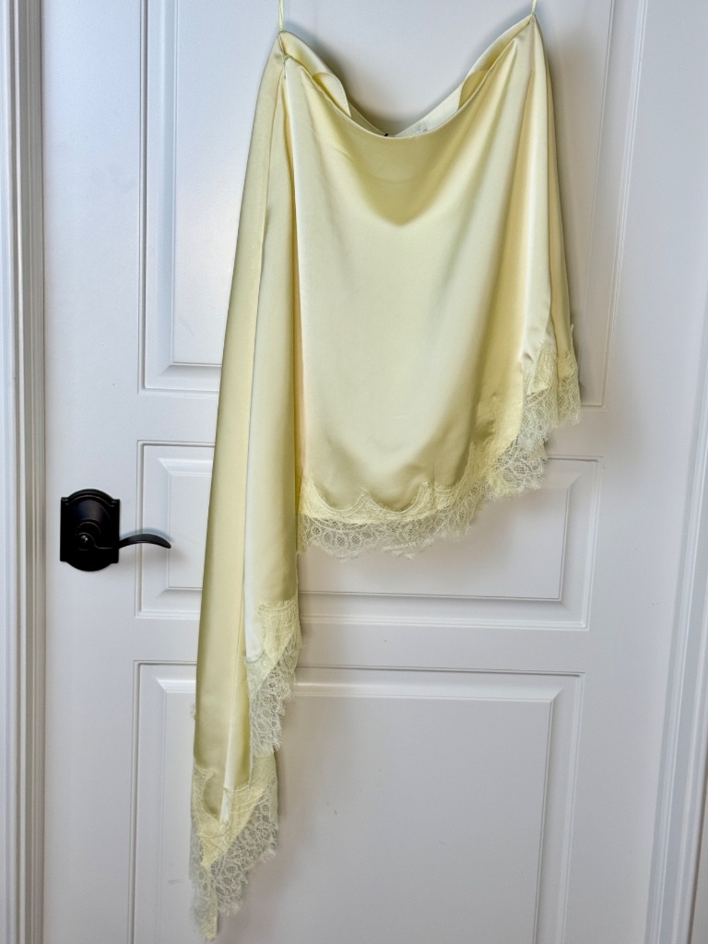 ASYMMETRICAL ONE SLEEVE LACE TRIM LIGHT YELLOW TOP - NWT - Picture 10 of 14